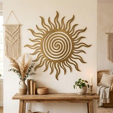 Boho Sun Metal Wall Art, Gold Sunburst Wall Decor,Spiral Sun Wall Decor picture