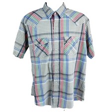 VTG Western Frontier Pearl Snap Shirt Striped XL Made In USA Short Sleeve Rodeo picture