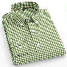 Men's Plaid Cotton Long Sleeve Casual Shirt Turn-Down Collar Spring Autumn picture