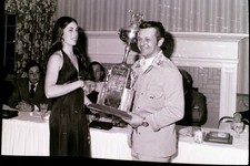 Vintage BW 35mm Negative Strip HANDSOME MAN PRETTY WOMEN TROPHY AWARD CEREMONY picture