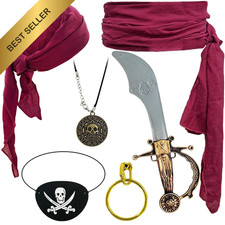 6 Pcs Pirate Costume Accessories Halloween Party Cosplay Dress Up Kit Adult Men picture