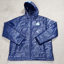 Nike Jordan UNC Tar Heels Jacket Men L Navy Blue Puffer Coat Zip NCAA College picture