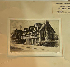 Cecil Forbes Signed Original Antique Etching - Shakespeare's House Ltd Ed 150 picture
