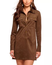 Ramy Brook Brown Mini Faux Suede Maria Dress  SZ 4 NWT $395 picture
