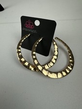 Paparazzi Gold Hoop Earrings With Post Backs, large hoops picture