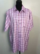 Men’s Van Heusen Large Purple Plaid Short Sleeve Button Up Shirt picture