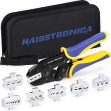 6 in 1 Crimping Tool Kit, Professional Ratchet Wire Crimper with 6 PCS Interc... picture
