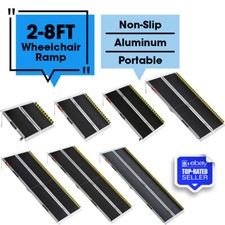 2/3/4/5/6/7/8FT Home Wheelchair Ramp Non-Skid Folding Aluminum Ramps Steps 2025 picture