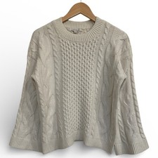 Francesca’s Cable Knit Sweater Women’s Small Cream Cozy NWT $60 MSRP picture