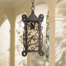 Casa Seville Vintage Outdoor Hanging Light Fixture Dark Walnut Scroll 15