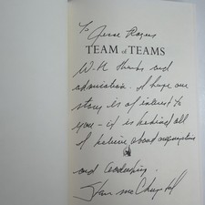 Team of Teams Stanley McChrystal Signed Inscribed to Jesse Rogers HCDJ w A Card picture