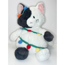 Gigglescape Cat Kitty Plush Stuffed Animal Toy Christmas Lights Black White 12in picture