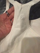 Lululemon Women's Tank Top Size 10 White Align-Style Racerback Ribbed Bra picture
