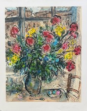 Marc Chagall Bouquet Devant La Fenetre ADAGP 2001 Signed Lithograph 24