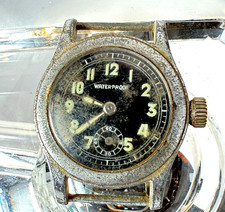 Vintage Military WW2 Black Dial Swiss Mechanical Watch FOR PARTS / REPAIR picture