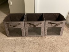 EUC Thirty One Your Way Cube Storage Set of 3 Bins with Windows Brown Crosshatch picture