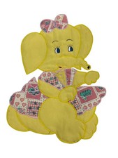 Vintage Yellow Elephant Fabric Applique Quilt Patch 15