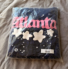sp5der Atlanta Hoodie Men’s S Pullover Fleece Blue Pink White Stars Pockets picture