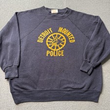 Vintage Bassett-Walker Sweatshirt Mens XL Blue Fleece Detroit Mounted Police 90s picture