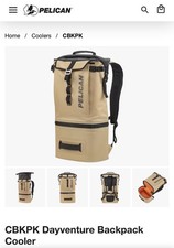 Pelican Dayventure Backpack Cooler 18.4L Tan/Black Roll Top Water-Resistant picture