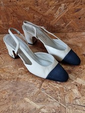 Chanel Beige&Black Grosgrain Cap Toe Slingback Heel In Size 37C picture