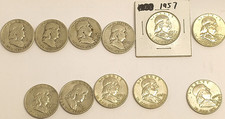 11 Franklin Half Dollars 90% Silver Lot 1950s 1960s 1951-S Better Dates picture