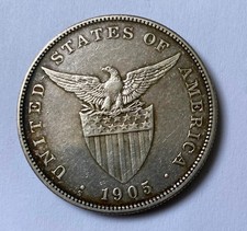 1 Peso 1905-S Curve US-Philippine  SILVER  Coin Unites States of America #1 picture