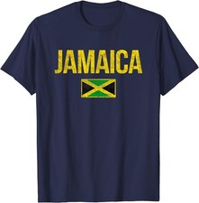 Vintage Jamaica Flag Jamaican Travel Vacation Gift Unisex T-Shirt Size S-5XL picture