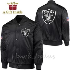 Oakland Raiders Black Varsity Jacket Back Patch Vintage Style Bomber Jacket picture