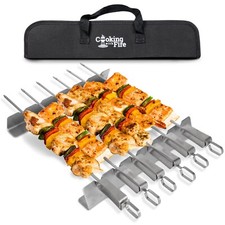 Metal Skewers for Kabobs Plus Skewer Racks - BBQ Skewers for Grilling W/ Case picture