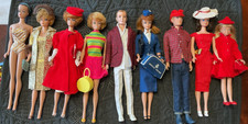 Vintage Barbie doll  lot (9)  case, bubblecut ponytail Ken midge fashion queen picture