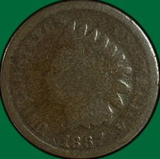 1867 Indian Head Cent Good G Coin #49157 picture