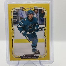 2025-26 O-Pee-Chee Yellow Macklin Celebrini #119 San Jose Sharks NHL picture