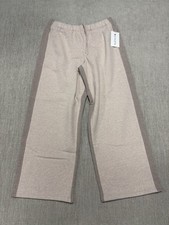 NEW Athleta Forever Fleece Wide Leg Sweat Pants Women’s Large Beige NWT $119 picture
