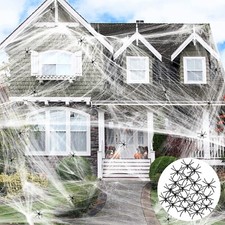 Halloween Decoration 400 sqft Spider Web with Synthetic Spiders  Stretch Cobweb picture