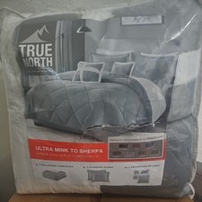NEW True North Ultra Mink To Sherpa 5 Piece king Comforter Set silver picture