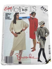 Vintage 80s McCalls 2137 Sewing Pattern XS Petite Misses Pullover Dress CUT  picture