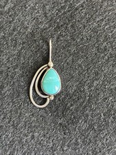 Vintage Sterling Silver Teardrop Turquoise Pendant (Pendant Only, No Chain) picture