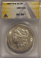 1887 S Morgan Silver Dollar ANACS AU50 Better Date Morgan picture