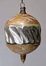 VTG Antique Glass Fluted Outdent FLOWER Pictured DROP Christmas Ornament Germany picture