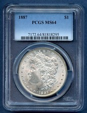 1887 P PCGS MS64 Morgan Silver Dollar $1 US Mint Coin 1887-P MS-64  picture