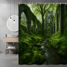 Beautiful Green Forest Shower Curtain for Bathroom Decor picture
