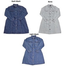 Frye Women's 100% Cotton Form Fitting Buttons Pockets Mini Denim Dress picture