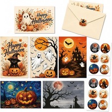 24 Pack Halloween Greeting Cards 4x6 Inch with Envelopes & Stickers Set Party Ca picture