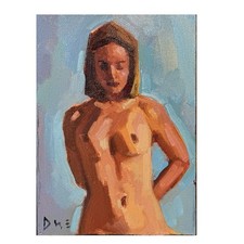 Original Painting Female Figure Abstract Impressionist Signed 5x7 Art Woman Girl picture