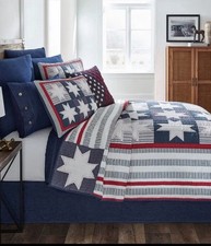 Cremieux Miller Patriotic Americana 100% Cotton King Quilt Mini Set - NWT picture