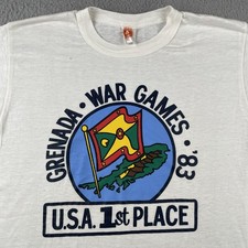 Vtg Texas Tops XL Single Stitch T Shirt Grenada War Games 1983 USA 1st Place 80s picture