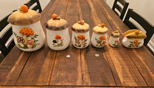 Vintage Sears Roebuck Merry Mushroom Ceramic Canister Set – 1983 picture