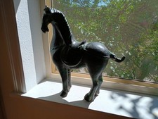 Chinese Patinated Cast Bronze Horse w/ Saddle picture
