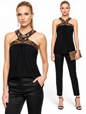 New Cache Women’s XS Black Gold Beaded Sequin Halter Top NWT Evening NWT picture